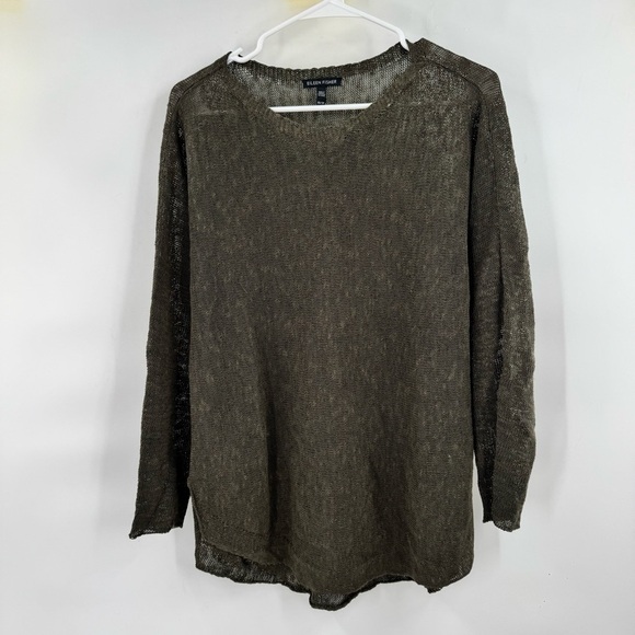 Eileen Fisher Slouchy Olive Green Sweater size XS - Picture 7 of 8